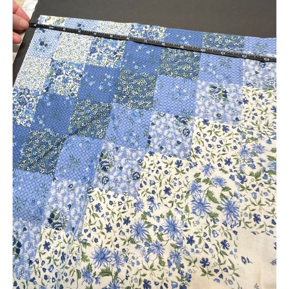 Blue Floral Faux Patchwork Quilt Fabric Remnant Calico Springs 6306 - Picture 4 of 8